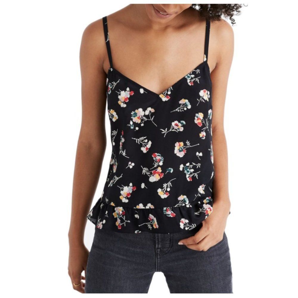 Madewell Silk Floral Peplum Camisole Top